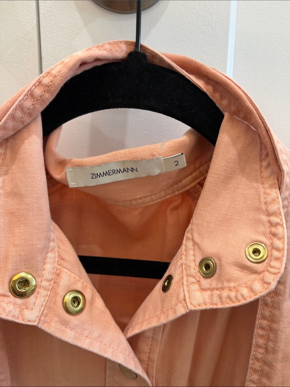 Zimmermann Peach Tie-Neck Button Blouse - Picture 2 of 4